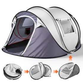 4 Person Pop Up Tent for Camping, Waterproof Instant Family Tent with Front Awning, Automatic Tent Throw Pop Up Instant Flip Pop Tent for Camping
