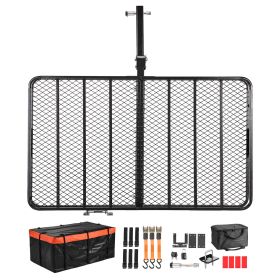Hitch Mount Cargo Carrier, 60" x 36" x 6" Folding Rear Luggage Rack Basket with Waterproof Cargo Bag