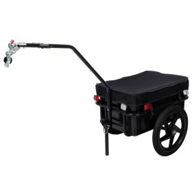 Bike Cargo Trailer with Support Bar, 600D PVC Waterproof Cover, Removable Box, Utility Bike Wagon Trailer for Shopping Camping and Outdoor Activi
