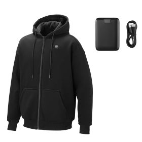 Heated Jacket Hoodie for Men Women, Heated Sweatshirt Unisex Full-Zip with 7.4V 16000mAh Power Bank Pack, 5 Heating Zones, 3 Temp Levels, 4-8H Wa