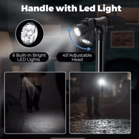 Camping Hiking Walking Stick 5 Level Height Adjustable Folding Walking Cane with LED Light And Alarm