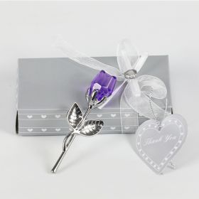 Crystal Metal Rose Valentine's Day Small Gift Wedding (Option: Silver Rod Purple Rose)
