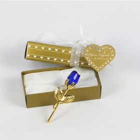 Crystal Metal Rose Valentine's Day Small Gift Wedding (Option: Gold Rod Blue Rose)