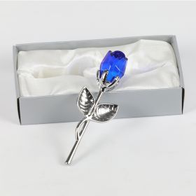 Crystal Metal Rose Valentine's Day Small Gift Wedding (Option: Silver Rod Blue Rose)