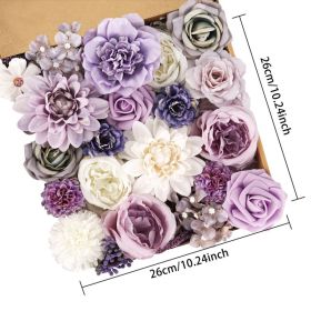 Flower Box Wedding Birthday Party Gift Wedding Bridesmaid Bridal Bouquet (Option: Purple white Dahlia silk flowe)