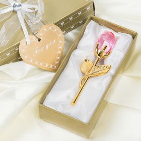 Crystal Metal Rose Valentine's Day Small Gift Wedding (Option: Gold Rod Pink Floral)