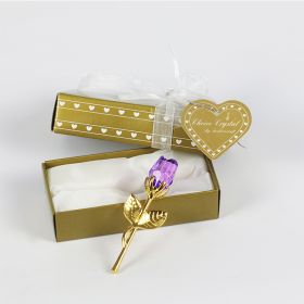 Crystal Metal Rose Valentine's Day Small Gift Wedding (Option: Gold Rod Purple Rose)