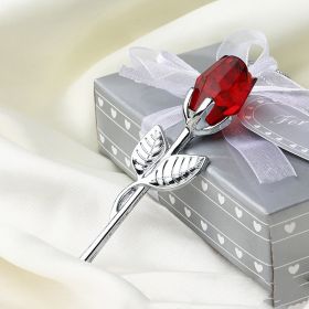 Crystal Metal Rose Valentine's Day Small Gift Wedding (Option: Silver Rod Red Rose)